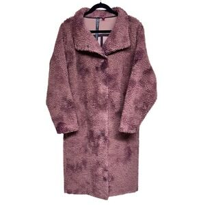 Lululemon Lab Textured Fleece Coat Diamond Dye Dusty Pelt Pink Snap Women's Sz 8